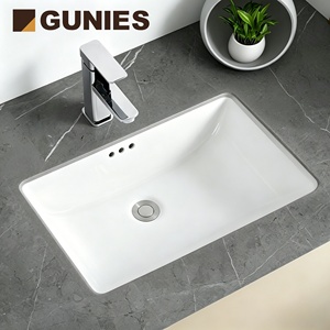 <span class=keywords><strong>Lavabo</strong></span> de Baño Moderno de Gran Tamaño, Pulido, para Instalar <span class=keywords><strong>Bajo</strong></span> <span class=keywords><strong>Encimera</strong></span>, de Cerámica Blanca, con Gabinete - Product Image 1