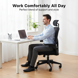 <span class=keywords><strong>Chaise</strong></span> de <span class=keywords><strong>bureau</strong></span> <span class=keywords><strong>ergonomique</strong></span> en maille pour cadres, <span class=keywords><strong>chaise</strong></span> d'ordinateur réglable à dossier haut avec support lombaire, <span class=keywords><strong>chaise</strong></span> de travail pivotante - Product Image 4