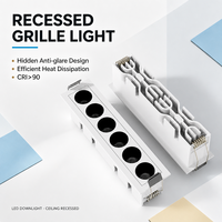 Plafonnier LED linéaire commercial encastré anti-éblouissement COB 4W-24W pour bureau, hall et couloir
