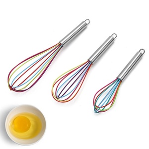8/10/12inch Silicone Whisk Set of 3 Pieces Manual <b>Egg</b> Beater Stainless Steel Handle <b>Egg</b> Whisking Stirring Tools for Cooking - Product Image 1