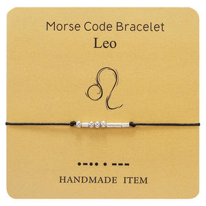 Gran oferta, tarjeta de deseos, cuentas de joyería de plata, pulsera de Tauro, 12 signos del zodiaco, código Morse, pulsera personalizada de <span class=keywords><strong>pareja</strong></span> - Product Image 6