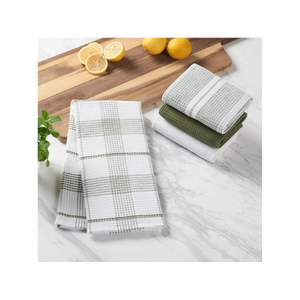 Serviettes de cuisine à rayures grises brodées en coton 100% à séchage rapide faites à la main, réutilisables et abordables, parfaites pour les chefs et les cuisines occupées - Product Image 3