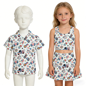 Conjunto Personalizado para Niñas del 4 de Julio, Top Halter con Lazos Rojos, Azules y Blancos y Falda, Ropa de Boutique para Niñas del 4 de Julio - Product Image 5