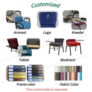 Silla Apilable para Iglesia con Porta Libros y Estructura de Acero de 25 mm, Asientos Resistentes para Auditorio, Salón de Culto y <span class=keywords><strong>Teatro</strong></span> - Product Image 3