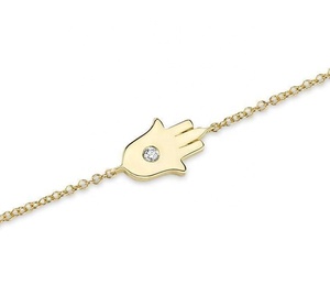 Gemnel Schmuck Messing Vergoldet Palm-Diamant-Pavé Büroklammer-Anhänger Böses-Auge-Armband für Damen - Product Image 3