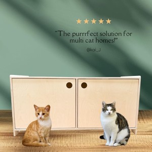 Meuble moderne double pour litière, en bois de la Baltique, pour plusieurs chats, meuble dissimulé pour animaux de compagnie, support TV, rangement et contrôle des odeurs pour la maison, OEM - Product Image 3