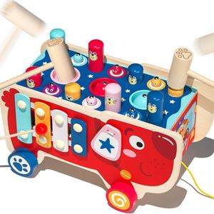 Jeu de pêche, de martelage et de xylophone Whack-a-Mole en bois, jouet éducatif Montessori pour les enfants de 2 à 4 ans - Product Image 1
