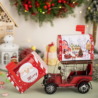 Boîte à bonbons vide en fer blanc pour Noël, 12,5*13,5*8 cm, rouge, pour emballage cadeau de Noël