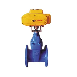 Multi turn electric actuated flanged solft sealing ductile cast iron gate valve