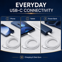 Câble USB C vers USB C 15W, charge rapide 3A, cordon de données USB 2.0 480 Mbps, TPE, vente en gros, fabricant OEM