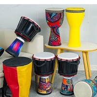 8-inch Beginner Hand Drum with Sheepskin Heads Handmade Maple Wood African Percussion Instrument