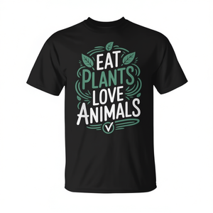 T-shirt végétalien Eat Plants Love Animals, design pour les amateurs de nourriture végétarienne - Product Image 2