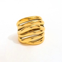 Fenny 18K Vergoldeter Großhandels-Modeschmuck Breiter Mehrfach Umwickelter Edelstahl-Fingerring Trendig für Damen