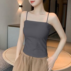 Noir Femmes Beau Dos Une Épaule Doublé Polaire Top Coussinets D'allaitement Petit Camisole Intérieur Porter Printemps Automne Français Respirant - Product Image 1