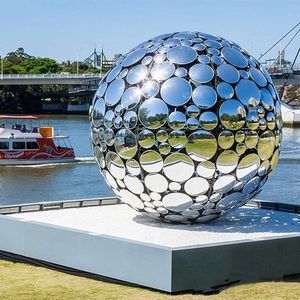 Sculpture en boule d'acier inoxydable <span class=keywords><strong>de</strong></span> paysage extérieur personnalisé - Product Image 2