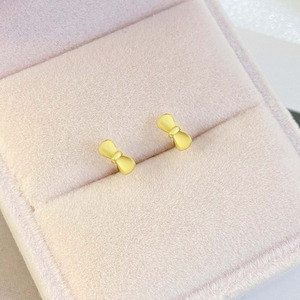 Wholesale Cute Design New Girls 18K Gold Plated Bow <b>Stud</b> Earrings for Women - Product Image 4