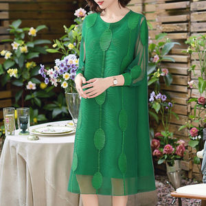 Abito Casual plissettato <span class=keywords><strong>verde</strong></span> <span class=keywords><strong>menta</strong></span> nuovo Design elegante con o-collo e stampa digitale anteriore senza spalline leggero - Product Image 1