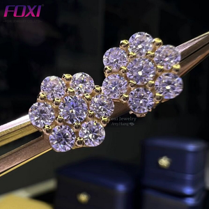 Iced Flower Cluster Moissanite <strong>Earrings</strong> <strong>Screwbacks</strong> 925 Sterling Silver 8.6mm Round Cut VVS Moissanite Diamond Stud <strong>Earrings</strong> - Product Image 1
