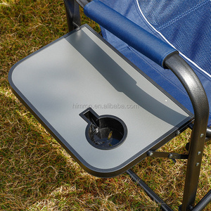 Chaise de Réalisateur Pliante en Métal Robuste Portable d'Extérieur avec Accoudoir, <span class=keywords><strong>Table</strong></span> Latérale et Porte-Gobelet - Product Image 6