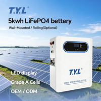 Baterai LiFePO4 T.Y.L 51.2V 100Ah 5kWh, Paket Baterai Lithium Tegangan Tinggi untuk Cadangan Daya Rumah dan Solusi Penyimpanan Energi Surya