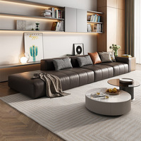 Italienisches Modernes Minimalistisches Echtleder-Sofa Klaviertasten-Design Vollnarbiges Rindsleder Gerades Ecksofa Wohnzimmermöbel