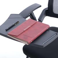 Chaise de formation professionnelle moderne avec tablette d'écriture pliable, roulettes mobiles, dossier en maille respirante, empilable et pivotante à 360°
