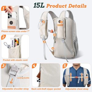<span class=keywords><strong>Sac</strong></span> à dos pliable léger et imperméable pour l'extérieur, respirant, décontracté, pour hommes et femmes, <span class=keywords><strong>sac</strong></span> <span class=keywords><strong>de</strong></span> <span class=keywords><strong>randonnée</strong></span> sportif, harnais à coussin d'air, 20L - Product Image 2