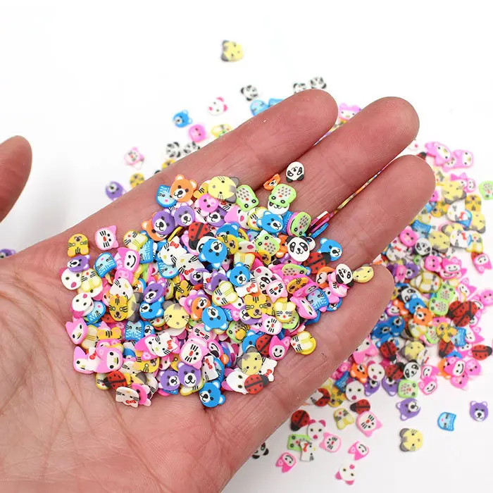 Kawaii Mixed Animals Polymer Sprinkles Nail Art Slices Clay Slices For Decoration