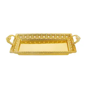 plastic tray with printing with gold color with handle