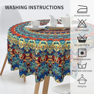 Mantel Redondo Bohemio, Decoración de Círculo, Repelente al Agua y Sin Arrugas para Hoteles - Product Image 4
