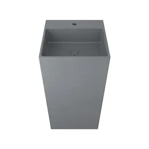 Vente en gros pour hôtels oem Blue Ash Lavabo à main en béton Lavabo sur pied en ciment à base complète Lavabo à main