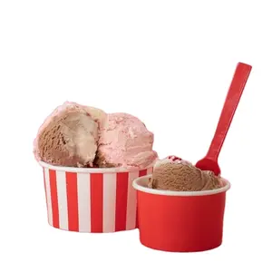 Disposable Takeaway 4 oz 6 oz 8 oz 10 oz 12 oz 16oz Red Eco-Friendly Compostable Ice Cream Cups PLA Paper Cup