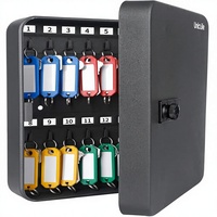 Armoire à clés 28 positions avec serrure à combinaison réinitialisable, boîte de rangement numérique sécurisée noire en acier, organisateur de clés coloré