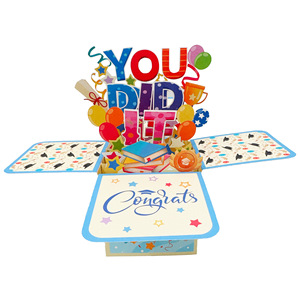 Carte de Vœux 3D Pop-up « You Did It » en Gros avec Enveloppe pour Célébration de Diplôme Universitaire ou Lycéen – Idéale pour Fête de Remise de Diplôme - Product Image 1