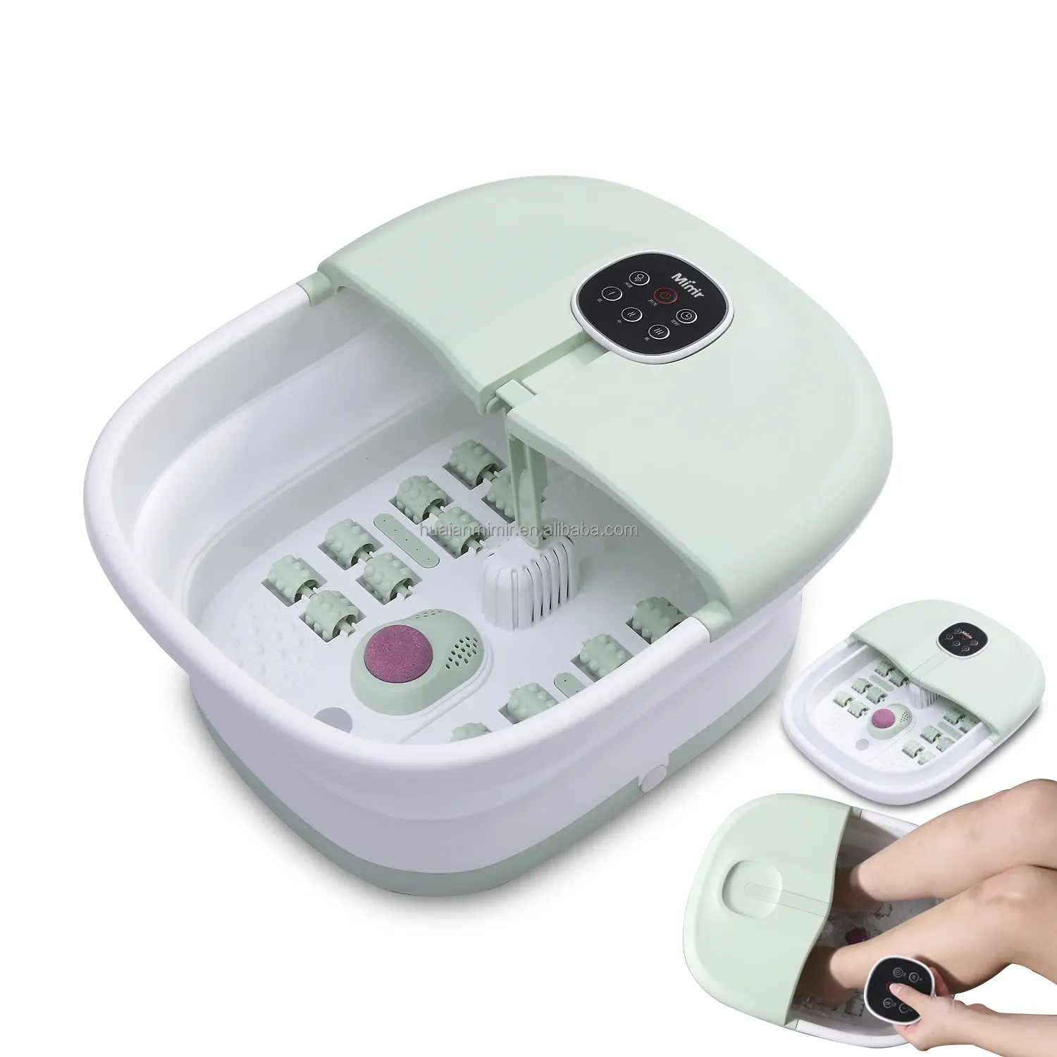 Nieuw Ontwerp Opvouwbare Elektrische Verwarming Voetbad Spa Massager Spa Machine Met Grote Massage Roller En Zuurstof Bubble Massage