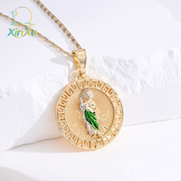 Pendentif Breloque Nom Logo Bijoux de Boutique Personnalisé Chrétien Vierge Marie Plaqué Or Zircon Laiton