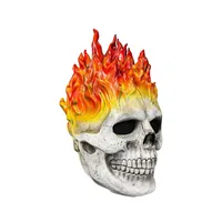 Masque intégral en latex unique pour cosplay, tête de squelette flamme effrayante, pour Halloween, carnaval, fête, accessoires de costume