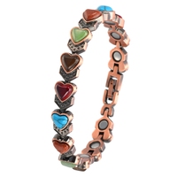 Bracelet magnétique en alliage de cuivre avec pierres cœur, turquoise, œil de tigre, jade, pierre d'or – Bijoux de santé pour hommes et femmes – Vente en gros, personnalisation OEM