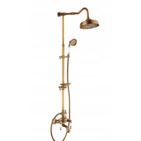 Robinetterie de douche en laiton à double poignée, style rétro bronze antique