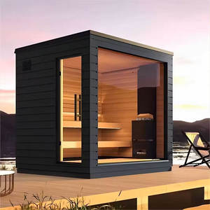 Cabine de sauna carrée de luxe à usage commercial, porte entièrement vitrée, moderne, infrarouge lointain, vapeur sèche, 9 kW, électrique, transom YX, <span class=keywords><strong>bois</strong></span> massif - Product Image 2