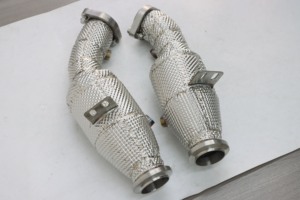 Downpipe <span class=keywords><strong>Moteur</strong></span> Haute Performance avec Isolation pour Mercedes C43 W205 E43 W213 GLC43 GLE43 AMG 3.0T M276 2016+ – Tuyau d'Échappement à Haut Débit 2.36 pouces, Paroi 1.5MM - Product Image 4