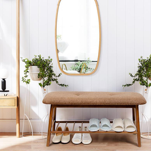 2022 Cabinet Bamboo <strong>Shoe</strong> Rack <strong>Bench</strong> with 1 Tiers Shelves Display <strong>Storage</strong> and Organizer for Bedroom, Entryway, <strong>Hallway</strong> - Product Image 3