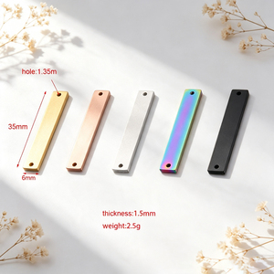 Rectangle Blank Stainless Steel Metal <b>Name</b> Label Custom Logo Metal <b>Tag</b> Two Holes Clothing and Bag Hardware Accessories - Product Image 2