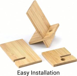 Handcrafted Bamboo Smartphone <b>Stand</b> | High Quality Holder <b>for</b> Mobile Phone <b>Tablet</b> | Custom Logo Printing <b>for</b> Corporate Gifts - Product Image 3