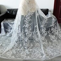 Dentelle brodée de sequins, tulle floral exquis pour robe de mariée, tenue de soirée