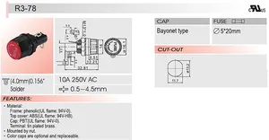 SCI R3-78 ตัวยึดฟิวส์ 5*20 10A 250V รู 13.2 ฟิวส์สีแดง