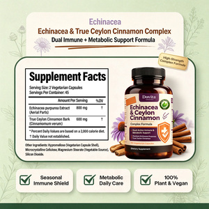 Capsules d'échinacée et de cannelle de Ceylan à haute puissance, formule double action pour la défense immunitaire et l'équilibre métabolique, végétaliennes, vente en gros OEM - Product Image 2