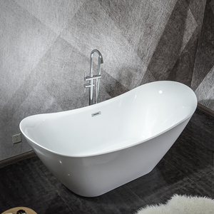 <span class=keywords><strong>Baignoire</strong></span> autoportante ovale blanche pour adultes, <span class=keywords><strong>petite</strong></span> <span class=keywords><strong>baignoire</strong></span> de trempage en acrylique, <span class=keywords><strong>baignoire</strong></span> autoportante pour 1 personne - Product Image 5