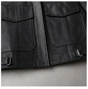 Chaqueta de Cuero Estilo Moto para Mujer, Nueva Colección Primavera-Otoño, Chaqueta Corta con Cuello Alto para Uso Diario Informal - Product Image 4