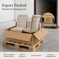 Chaise de salle à manger capitonnée beige avec dossier boutonné et pieds en bois pour salon et cuisine, vente en gros, directement de l'usine